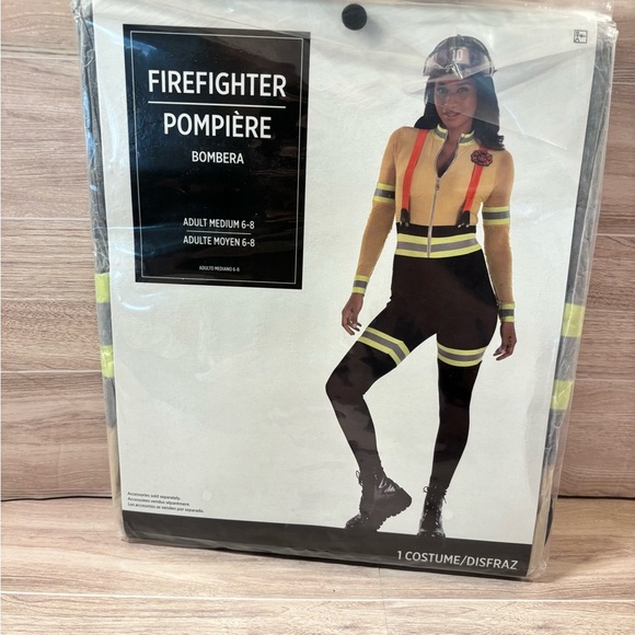 Women's Firefighter 2pc Costume- Black and Yellow - Picture 1 of 4